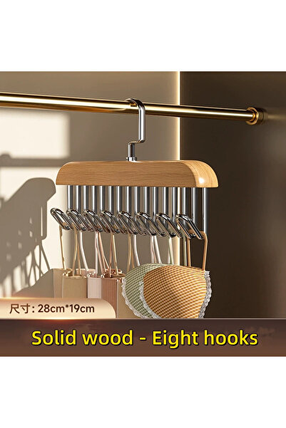 Choice منظم شماعات خشبي بلون خشبي مع خطافات متعددة للملابس الداخلية والصدريات...