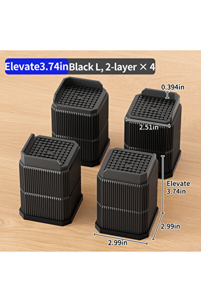 Choice Black XL 4PCS New Adjustable-Height Furniture Table Leg Pads – High Lo...