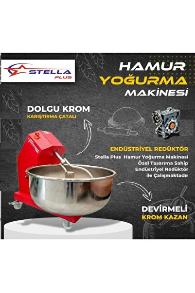 Stella Plus SP-10 0.18 KW 10 KG Un 15 KG Hamur Kapasiteli Devirmeli Hamur Yoğurma Makinesi 2025
