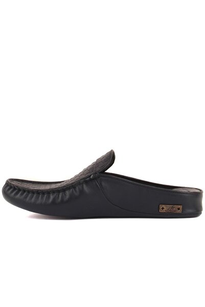 SailLakers - Ανδρικές παντόφλες σπιτιού από δέρμα Navy Blue 110-547-X