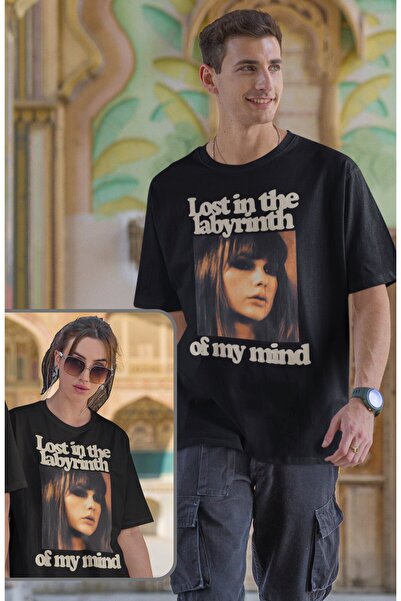 Fuddy Moda Tricou unisex cu imprimeu Lost In The Labyrinth Of My Mind, tricou supradimensionat cu tematică Taylor Swift