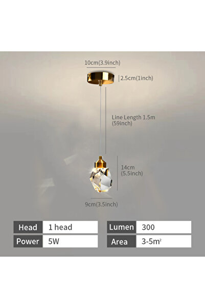 Choice مصباح معلق كريستالي حديث ومبتكر بلون أبيض دافئ ومصباح واحد فاخر LED بجانب السرير