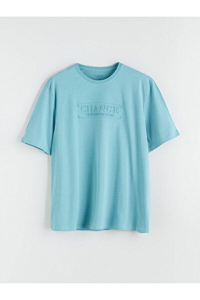 LC Waikiki Petrol Crew Neck Printed Combed Cotton Men's T-Shirt