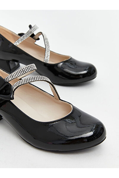 LC Waikiki Black Shiny Stone Girls' Heeled Shoes