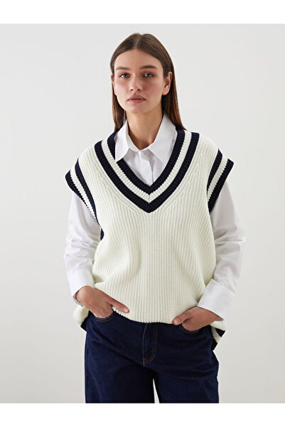 LC Waikiki Sparkling Choices from Shining Store |   V-Neck Women's Knitwear Sweater