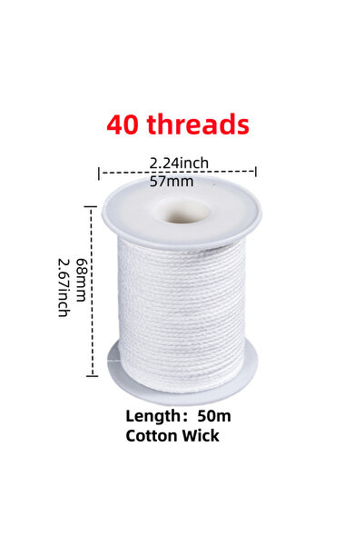 Choice حامل شموع قطني 40 متر، 50 متر، 100 قطعة، فتيل شمعة قطني 61 متر، شمعة أ...