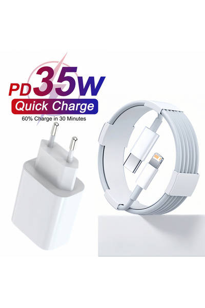 Choice كابل بطول 2 متر - مجموعة شاحن وكابل الاتحاد الأوروبي كابل شاحن سريع PD...