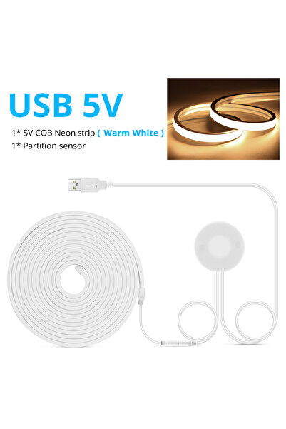 Choice 3m أبيض دافئ DC5V USB مستشعر اللمس قابل للتعتيم ومفتاح مسح اليد COB ضو...