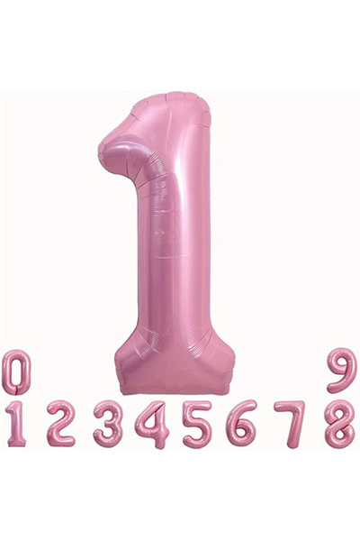 Choice 40 بوصة رقم 1 40 بوصة بالونات عيد ميلاد وردية من رقائق الألومنيوم بالو...