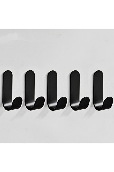 Choice أسود 5 قطع 1/5 قطعة خطاف بدون ثقوب ذاتية اللصق مثبتة على الحائط مفاتيح أبواب شماعات ملابس معدنية مفردة H
