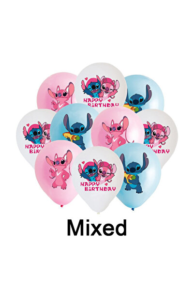 Miniso 12 قطعة متنوعة من بالونات اللاتكس مقاس 12 بوصة من Lilo & Stitch Angel للأولاد والبنات وزينة حفلات أعياد الميلاد K