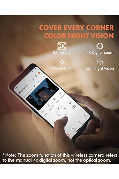 genernic كاميرات مراقبة Dzees Solar اللاسلكية الخارجية، كاميرا مراقبة 2K تعمل بالبطارية، كاميرا PTZ 360°