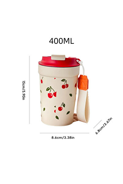 WORTHBUY 301-400 مل كوب قهوة بلاستيكي محمول للسفر من طراز A مع حبل نايلون مقاوم للتسرب للطلاب