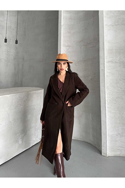 Moda İkra Παλτό από κασμίρ με διπλό κουμπί με λεπτομέρεια τσέπης