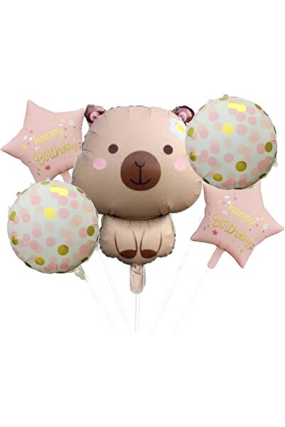 DÜVENCİ TİCARET Kapibara yıldız benekli folyo balon set