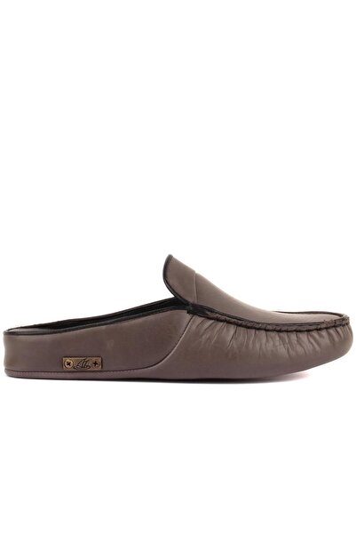 SailLakers - Gray Leather Men's House Slippers 110-547-X