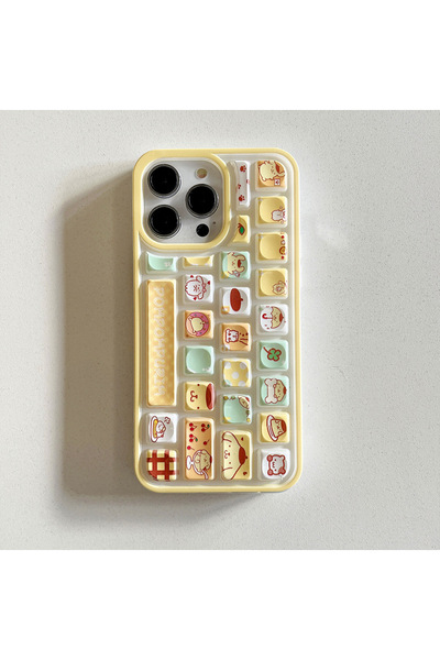 Miniso iPhone 15 Yellow Kawaii cartoon KUROMI Hello Kitty Purin 3D keyboard for iphone 15 PRO MAX 14 13 12