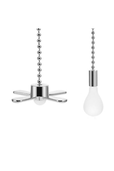 Choice1 Silver 2Pcs/Set Ceiling Fan Pull Chain Extender with Decorative Frost...