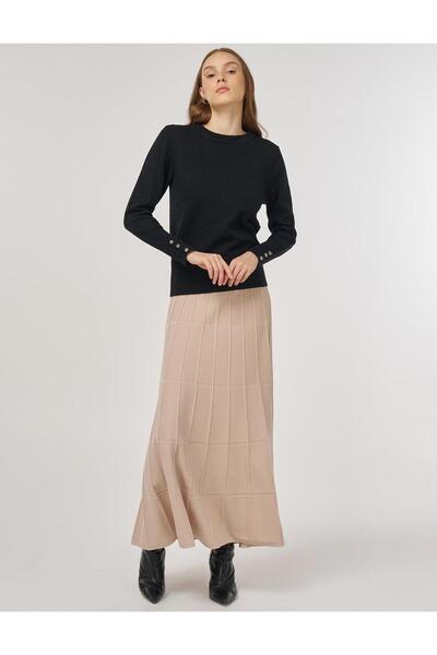 Kayra Button Detailed Wool Knitwear Sweater Black