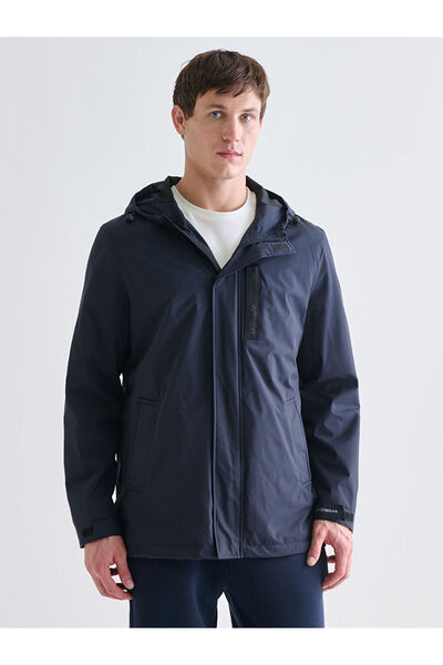 LC Waikiki Navy Blue Standard Fit Hooded Men's Coat