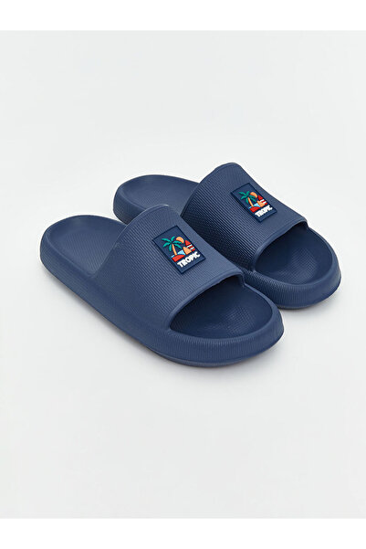 LC Waikiki Navy Blue Printed Single Strap Men's Slippers