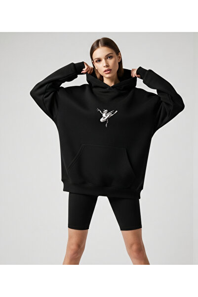 Bheka Concept هودي بقلنسوة كبير الحجم مطبوع عليه صورة ضفدع