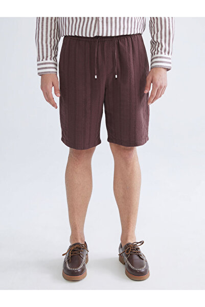 LC Waikiki Plum Standard Fit Linen Look Men's Shorts