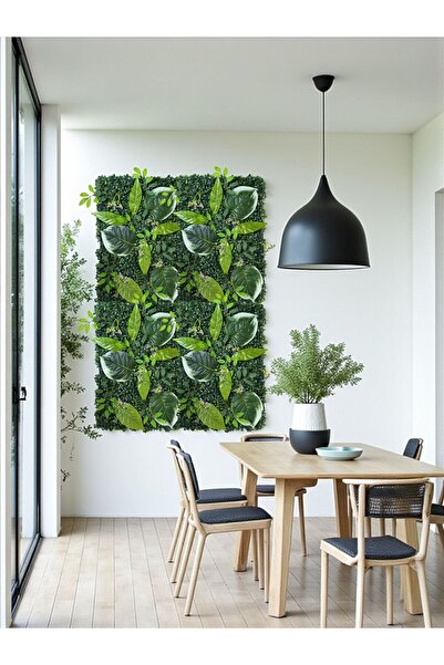 SanatFlowers Geniş Yapraklı Yapay Duvar Paneli 40x60 – Dikey Bahçe & Dekoratif Çiçek Paneli