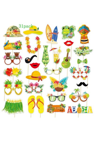 Choice أخضر فاتح 31 قطعة/مجموعة أدوات تصوير هاواي حفلة شاطئ صيفية تصوير فوتوغ...