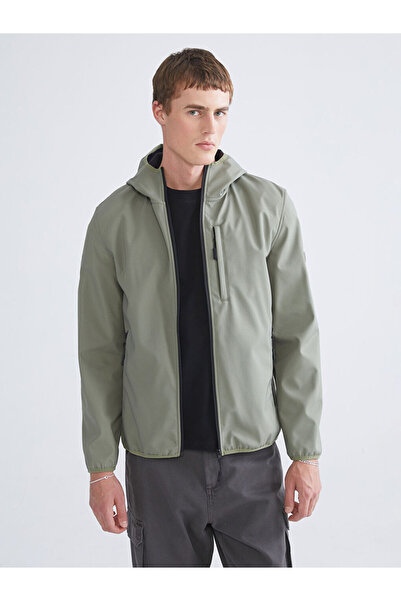 LC Waikiki Khaki Standard Fit Hooded Men's Coat