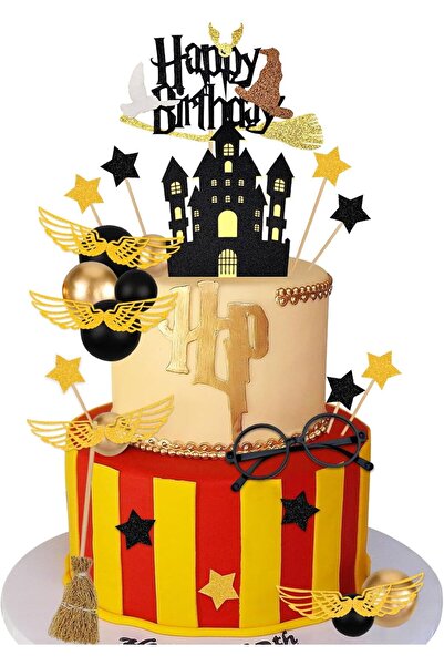 Choice 26pcs 26pcs Balls Cake Topper Glitter Black Wizard Themed Cake Decoration Magical Wizard Cake Topper