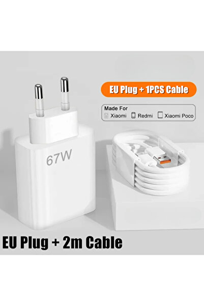 Choice EU - 1PCS 2m Cable EU 67W Ultra Fast Charger for 11 12 Redmi Note 9 10...