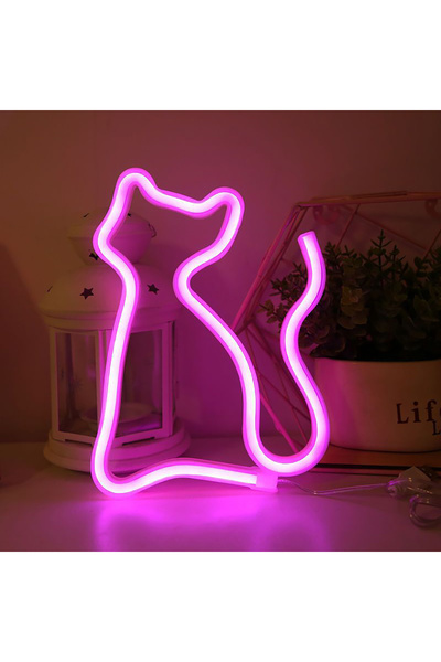 Choice 0-5W ضوء نيون LED قطة وردية، يعمل بالبطارية/USB، هدية عيد ميلاد للأولاد والبنات، غرفة النوم، متعدد الاستخدامات