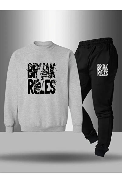 CROPSEL Children's Printed Crew Neck Sweatshirt and Sweatpants Set 3 Thread Raster for Autumn/Winter