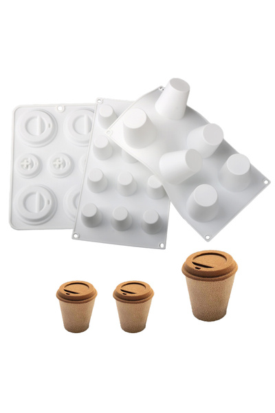 Choice مجموعة أكواب قهوة من 3 قطع مجموعة أواني خبز أكواب قهوة مخططة أو أكواب ...