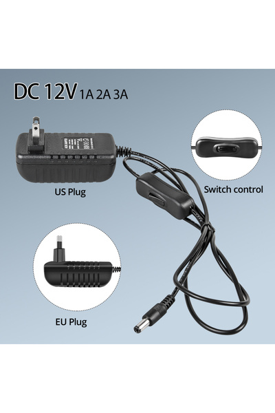 Choice DC 12V 1A قابس EU 12V 1A 2A 3A مزود طاقة مع مفتاح قابس EU/US محول طاقة شاحن AC 100-240V