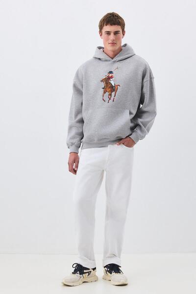 Trendiz Unisex Teddy Horse Sweatshirt Gray Melange
