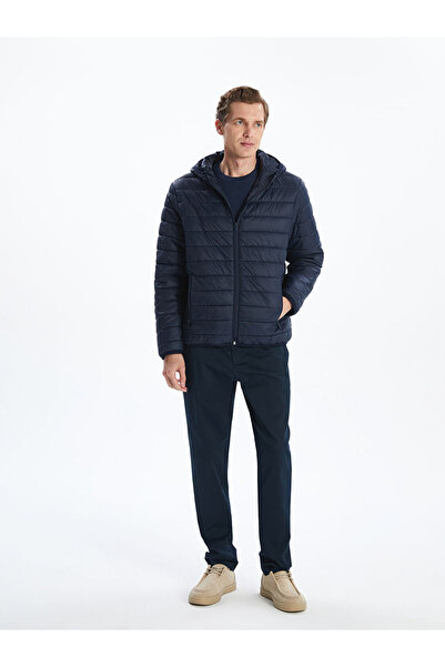 LC Waikiki Navy Blue Standard Fit Hooded Men's Puffer Coat