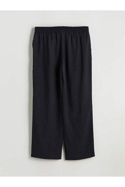 LC Waikiki Black Elastic Waist Wide Leg Women's Trousers