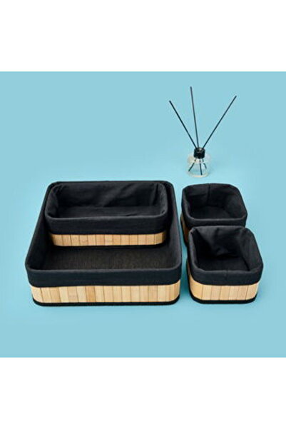 MATMEL Living 4-Piece Bamboo Basket - Beige / Black