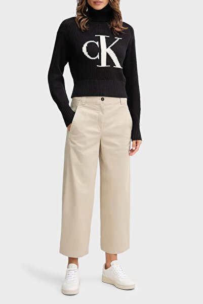Calvin Klein % 100 Pamuk Loose Fit Balıkçı Yaka Logolu Kazak LV047D349GUB1 KAZAK LV047D349G UB