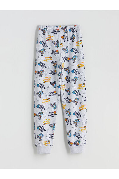 LC Waikiki Gri Beli Lastikli Baskılı Erkek Çocuk Pijama Alt