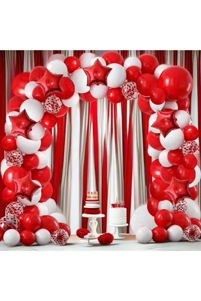 Choice أخرى أحمر أبيض 137 قطعة بالونات لاتكس حمراء وبيضاء مع بالونات فويل على...