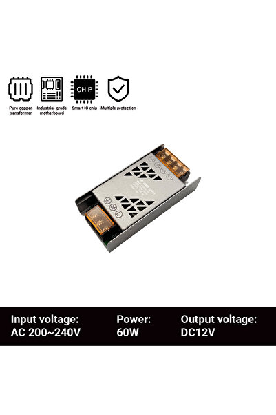 Choice محرك فائق النحافة 60 وات 12 فولت لشرائط LED مصدر طاقة بجهد ثابت 12 فول...