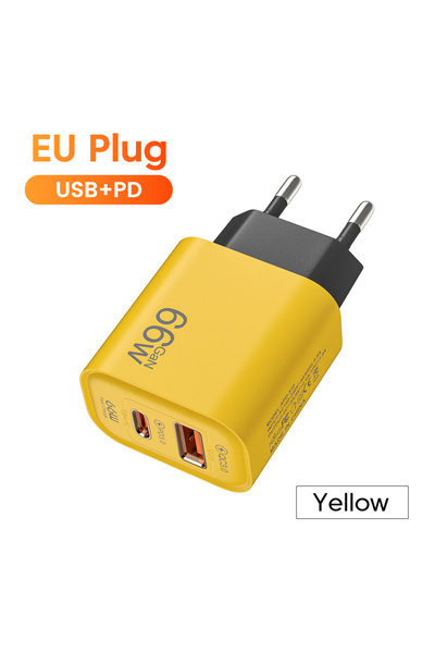 Choice شاحن USB بقوة 66 واط بتقنية الشحن السريع PD، مزود بقابس أوروبي، محول ش...