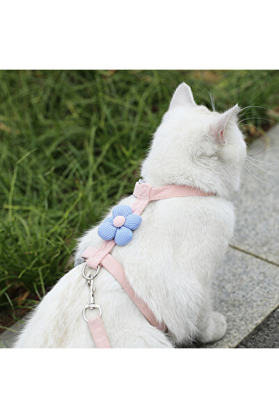 Choice S Pink with leash New Adjustable Breathable Cat Harness Flower Anti-break Fashion Cute Simple Pet Sm