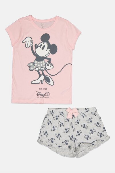 Disney Kids Girl 2 Pieces Graphic Print Top With Bottom Pajama Set, Multicolor