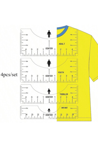 Choice 4 قطع أدوات خياطة شفافة للقمصان مسطرة قمصان لتصميم مركز للبالغين والشب...