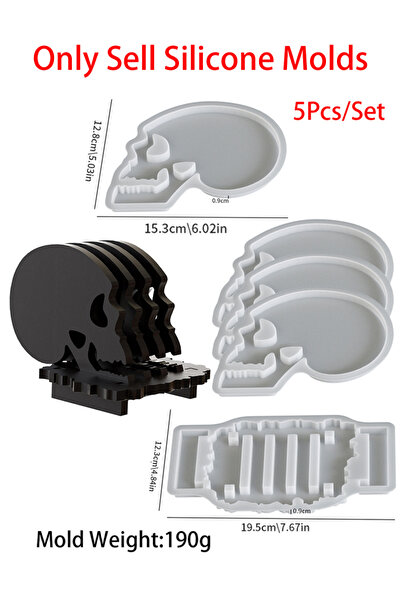 Choice1 set DIY Halloween Skull Coaster Resin Silicone Mold Party Gifts Table...