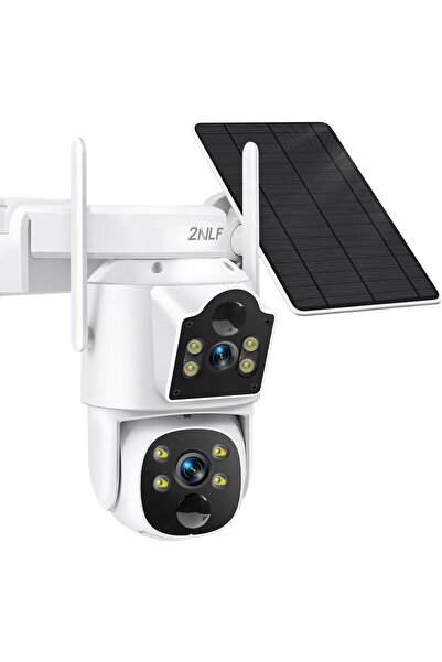 Generic 2NLF Security Camera Outdoor Wireless Solar with Dual Lens, 6MP WiFi Security Camera